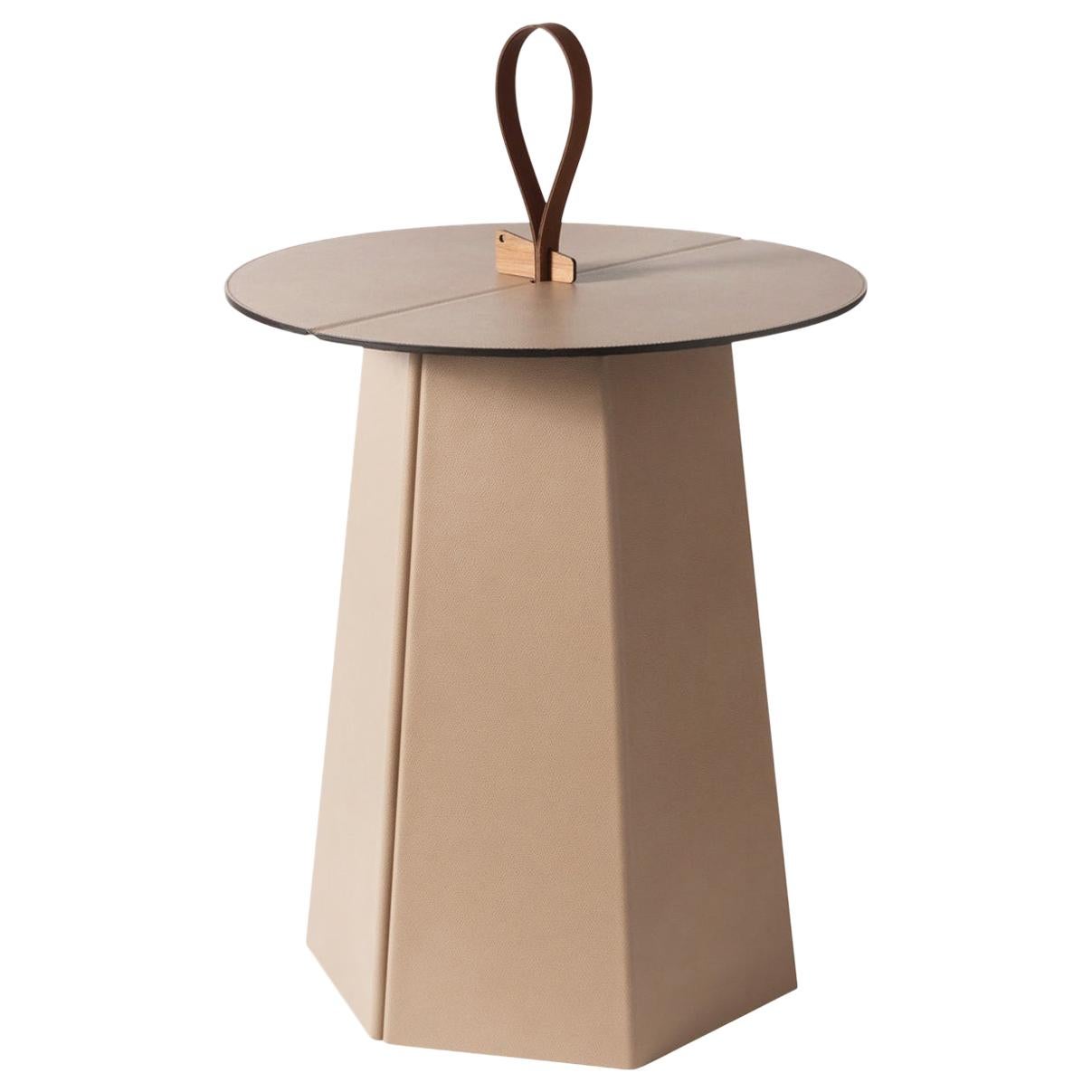 Aile Tall Beige Side Table For Sale