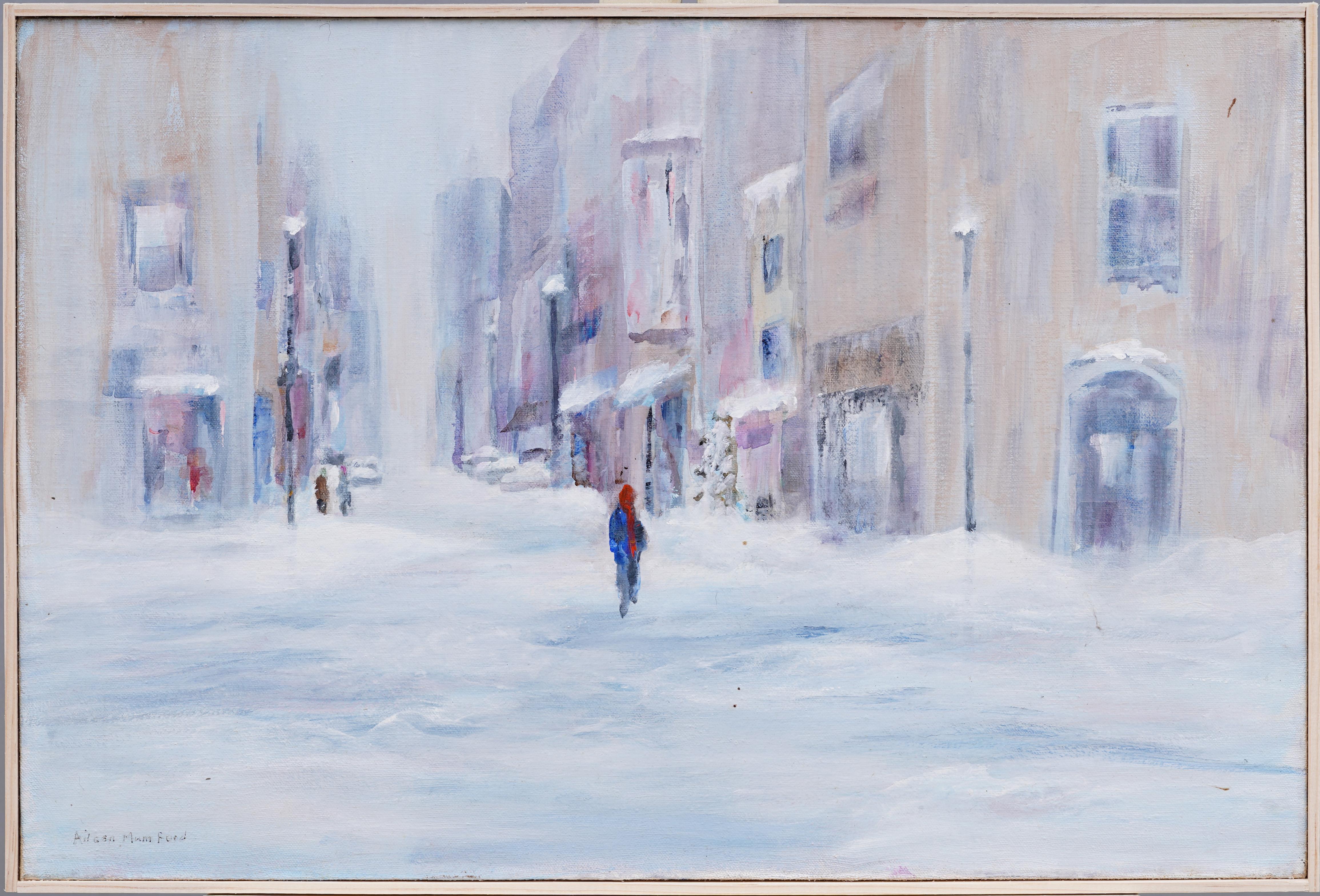 Aileen Mumford  Landscape Painting - Antique American Impressionist Winter Street Scene Signed Framed Oil Painting
