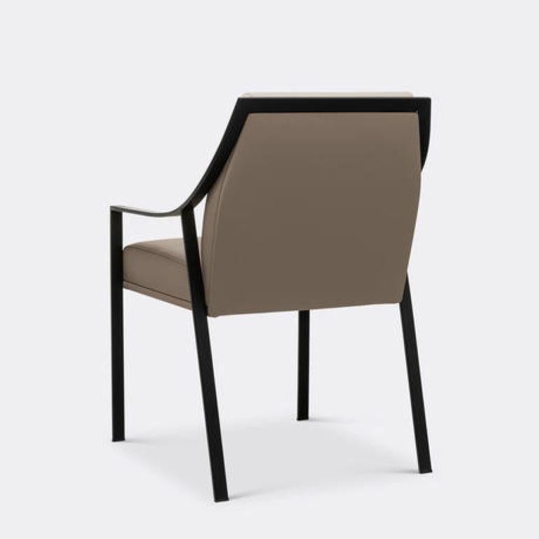 Aileron Dining Arm Chair, Matte Black, 07-203 Chamois In New Condition In Chicago, IL