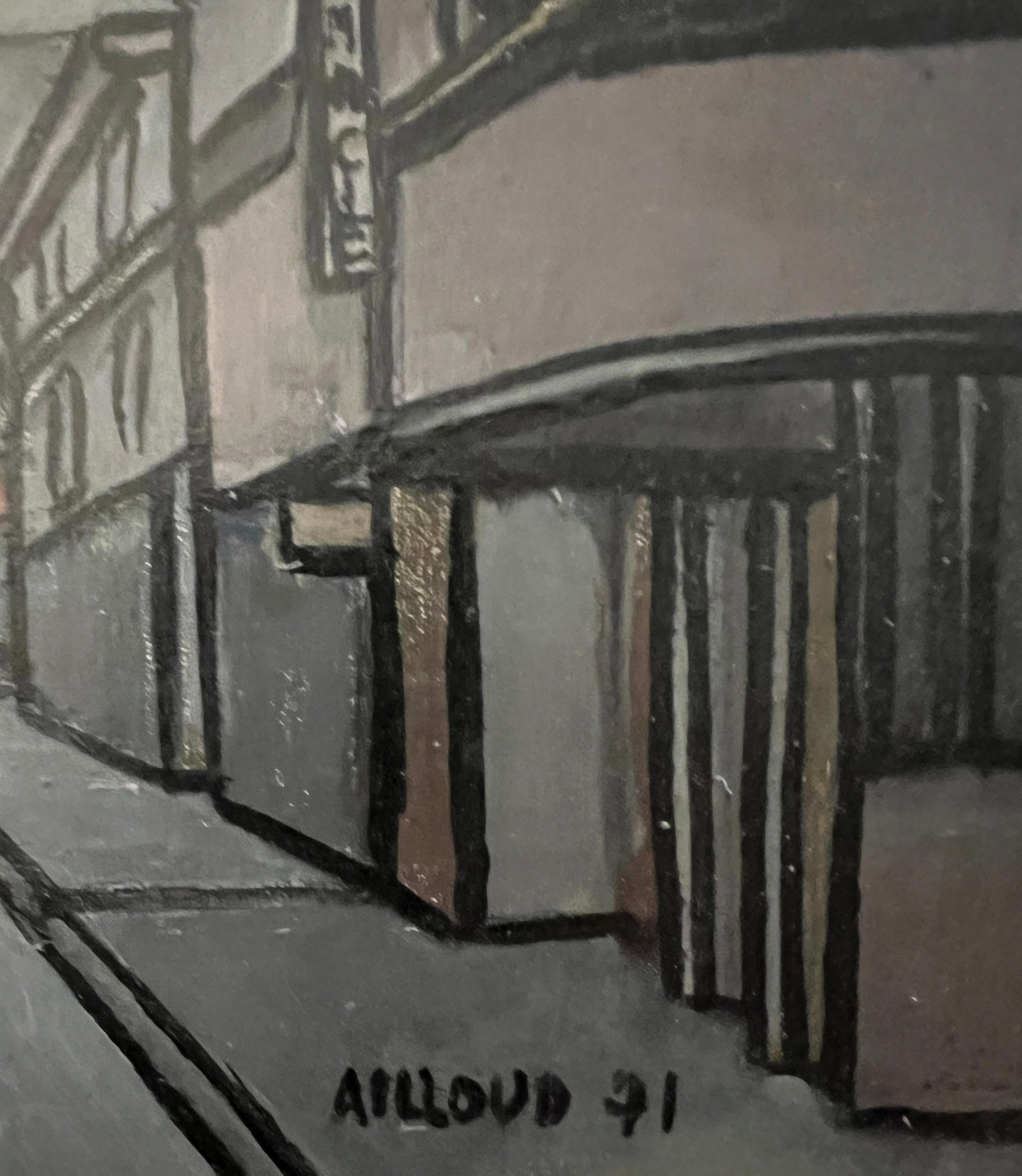 Calle desierta - Figurative Painting Gris de Ailloud