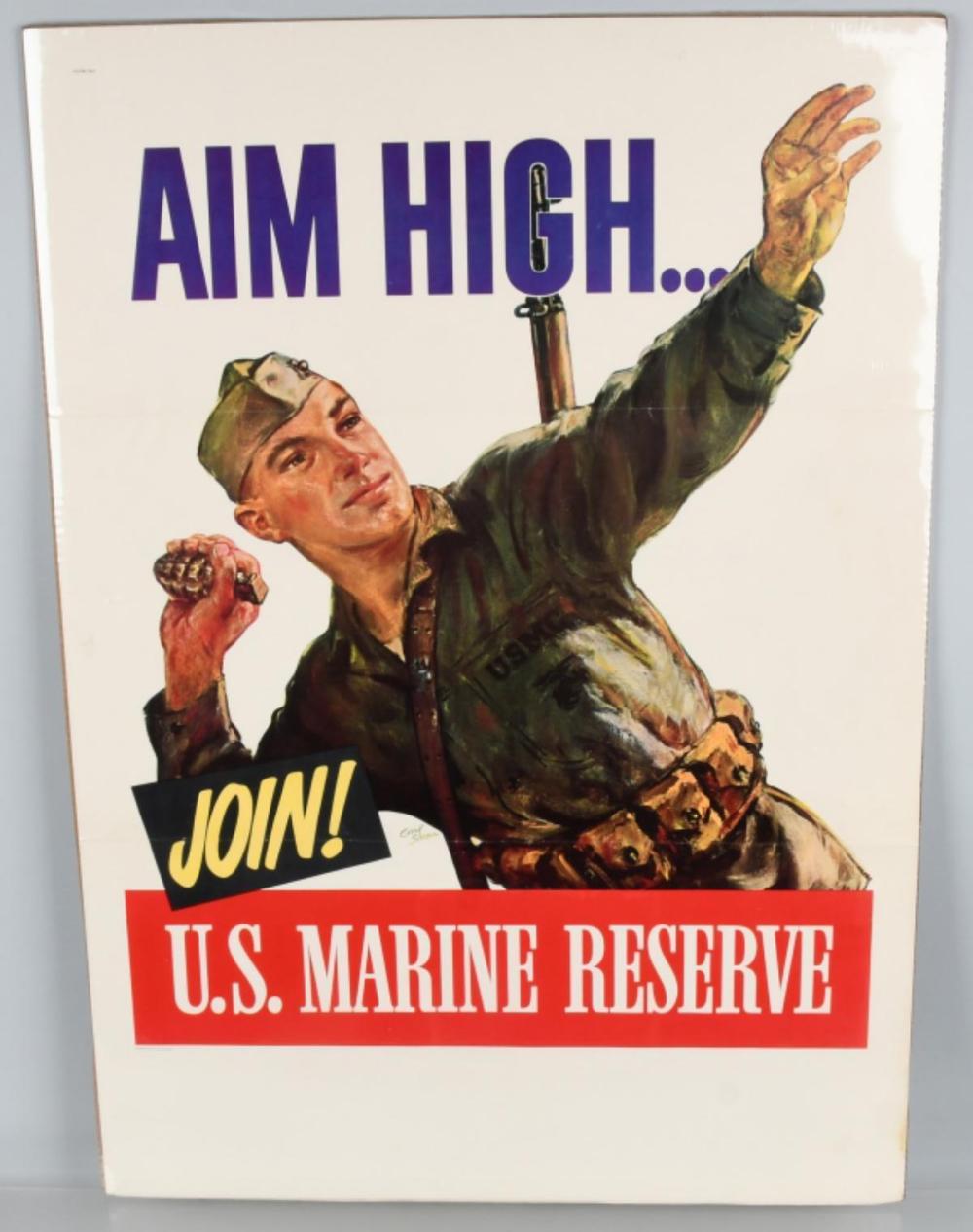 Offered is an original post-World War II U.S. Marine Corps recruiting poster entitled 