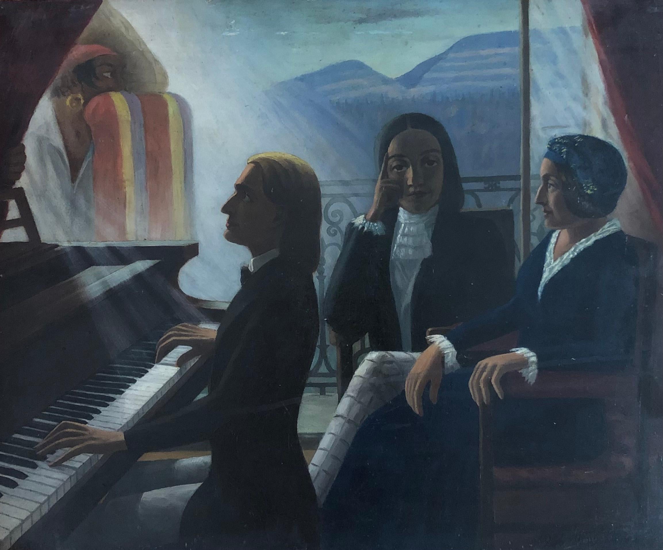 Aimé Moret Figurative Painting - Allegory on Liszt during his stay in Geneva