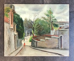 "Rue de la Terrasse, Vieux Genève" par Aimé Moret - Huile sur carton