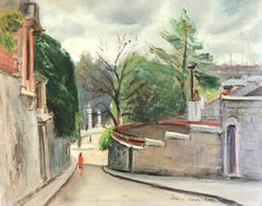 "Street of Terrasse, Old Geneva" by Aimé Moret - Oil on cardboard 