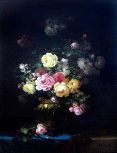 Bouquet of Roses in a Brass Pot