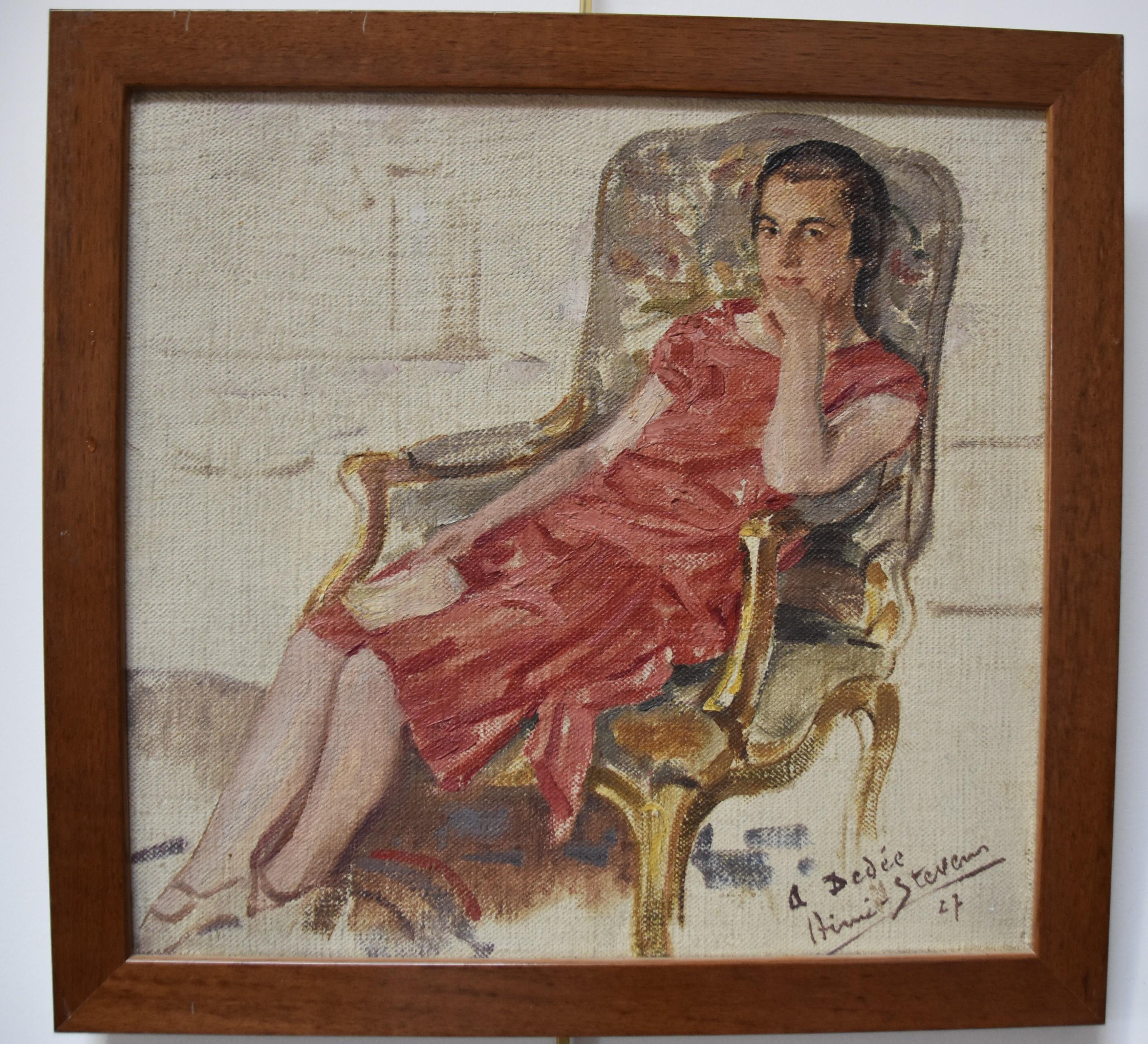 Aimé Stevens (1879-1951) Portrait d'une dame assise, 1927 huile sur toile signée 1