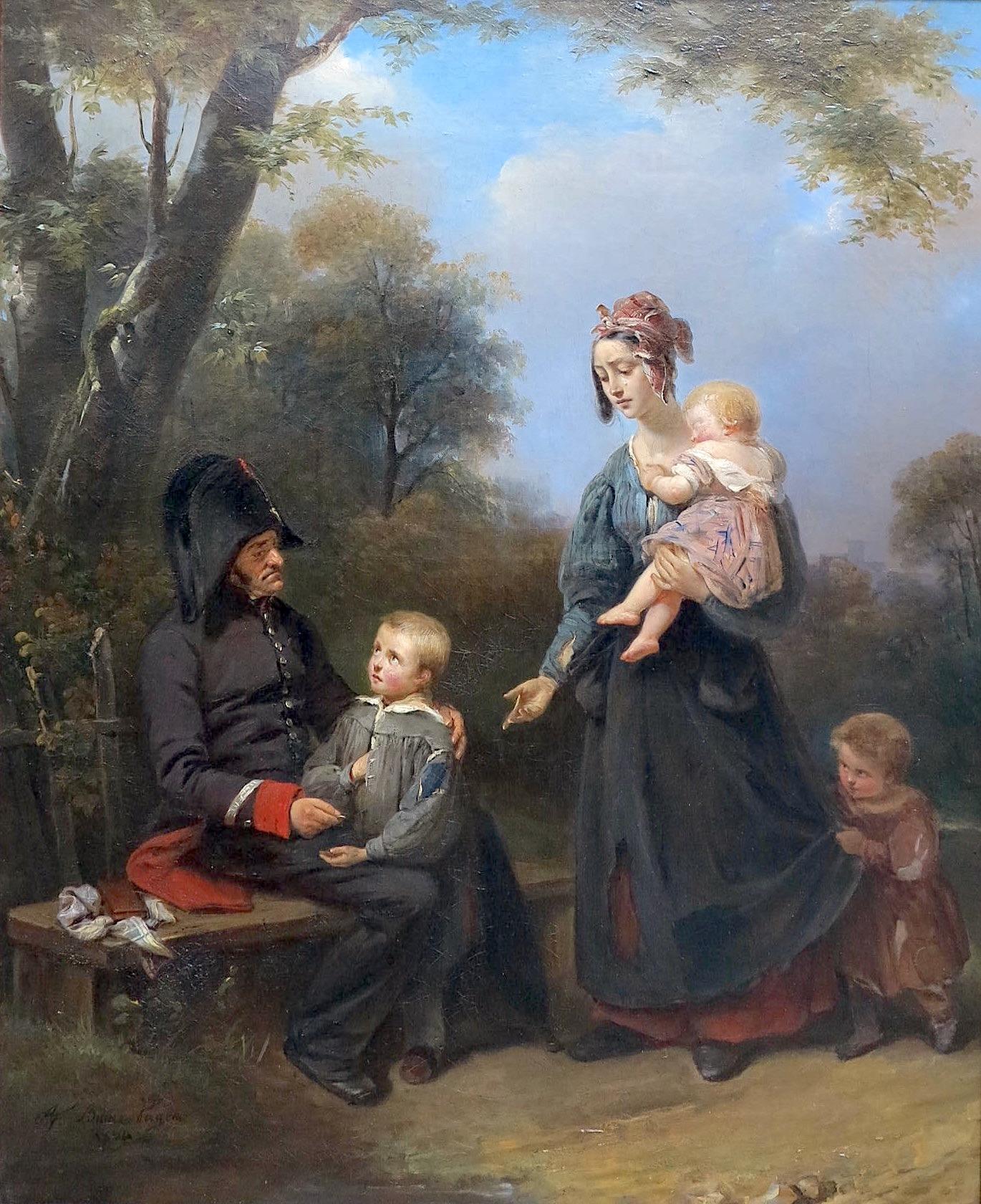 The invalid's alms - Painting by Aimée Brune-pagès