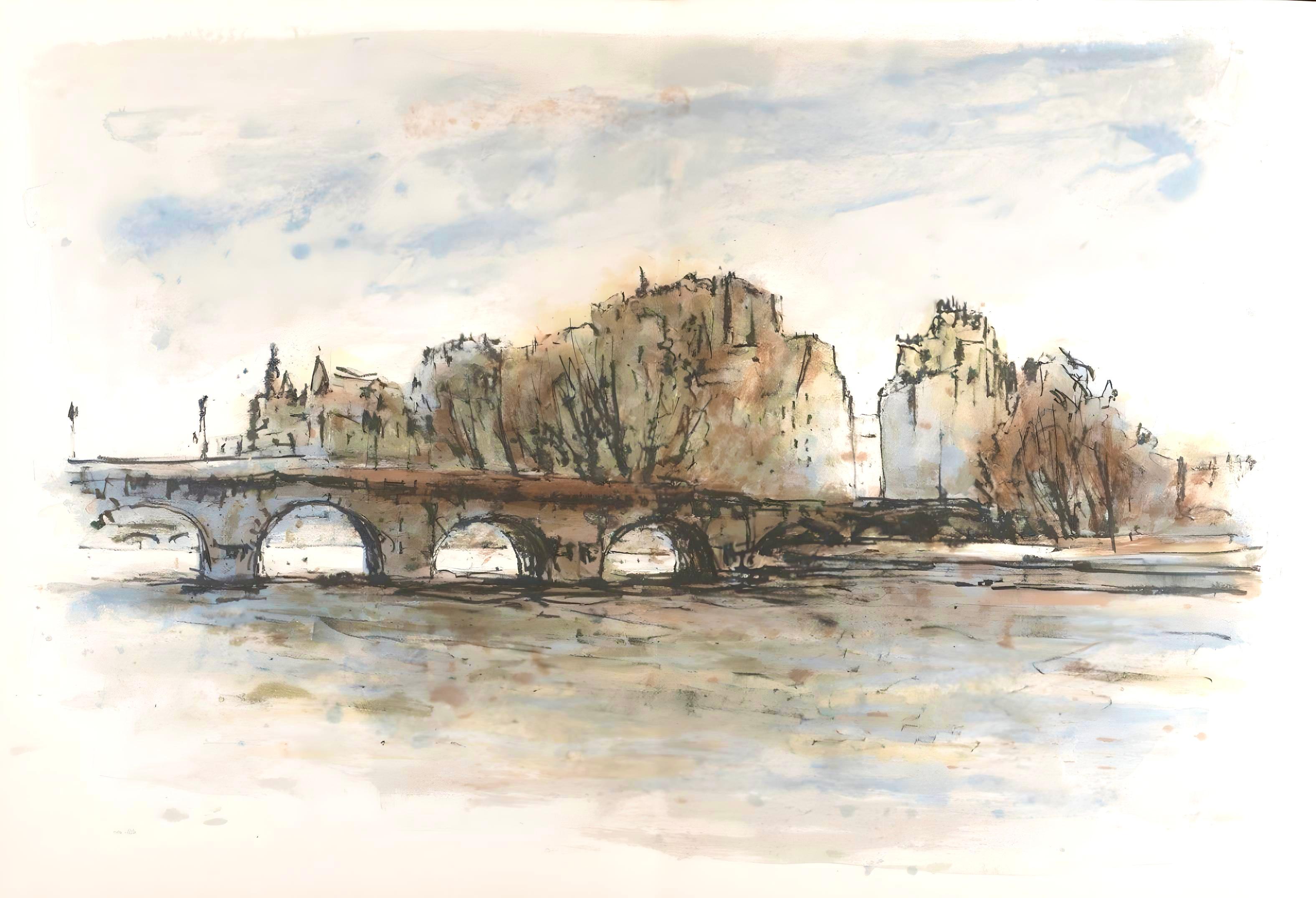 Steinlen, Le Pont-Neuf, Au Temps de Paris Seine (after) For Sale 1