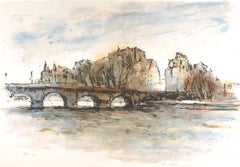 Vintage Steinlen, Le Pont-Neuf, Au Temps de Paris Seine (after)