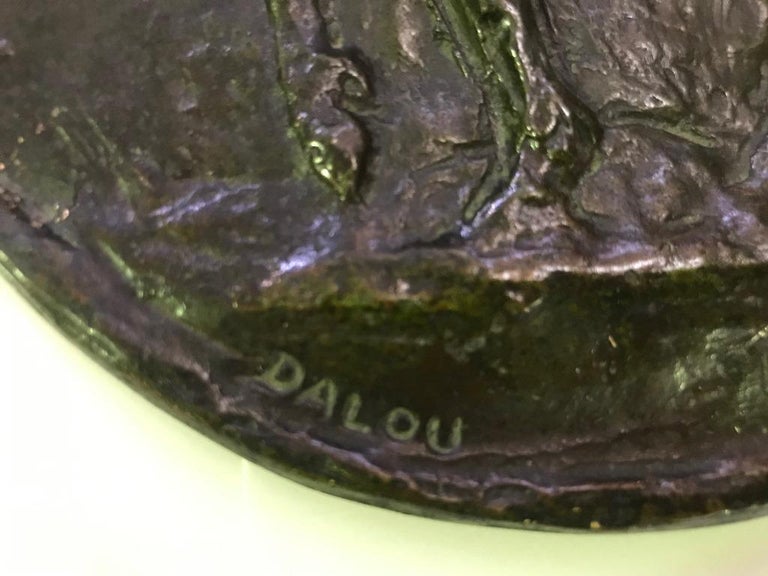 French Aimé-Jules Dalou Bronze Medallion Relief Sculpture