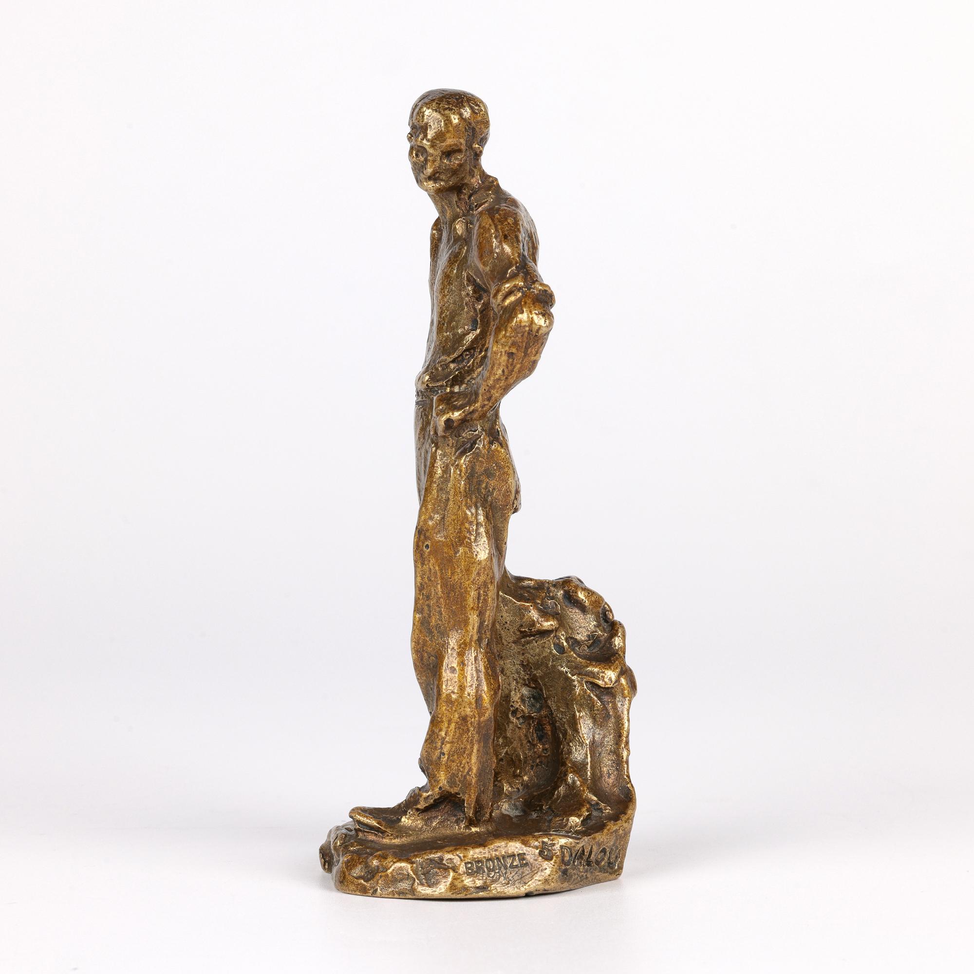 Aime Jules Dalou French Gilt Bronze Figure of a Resting Worker For Sale 5