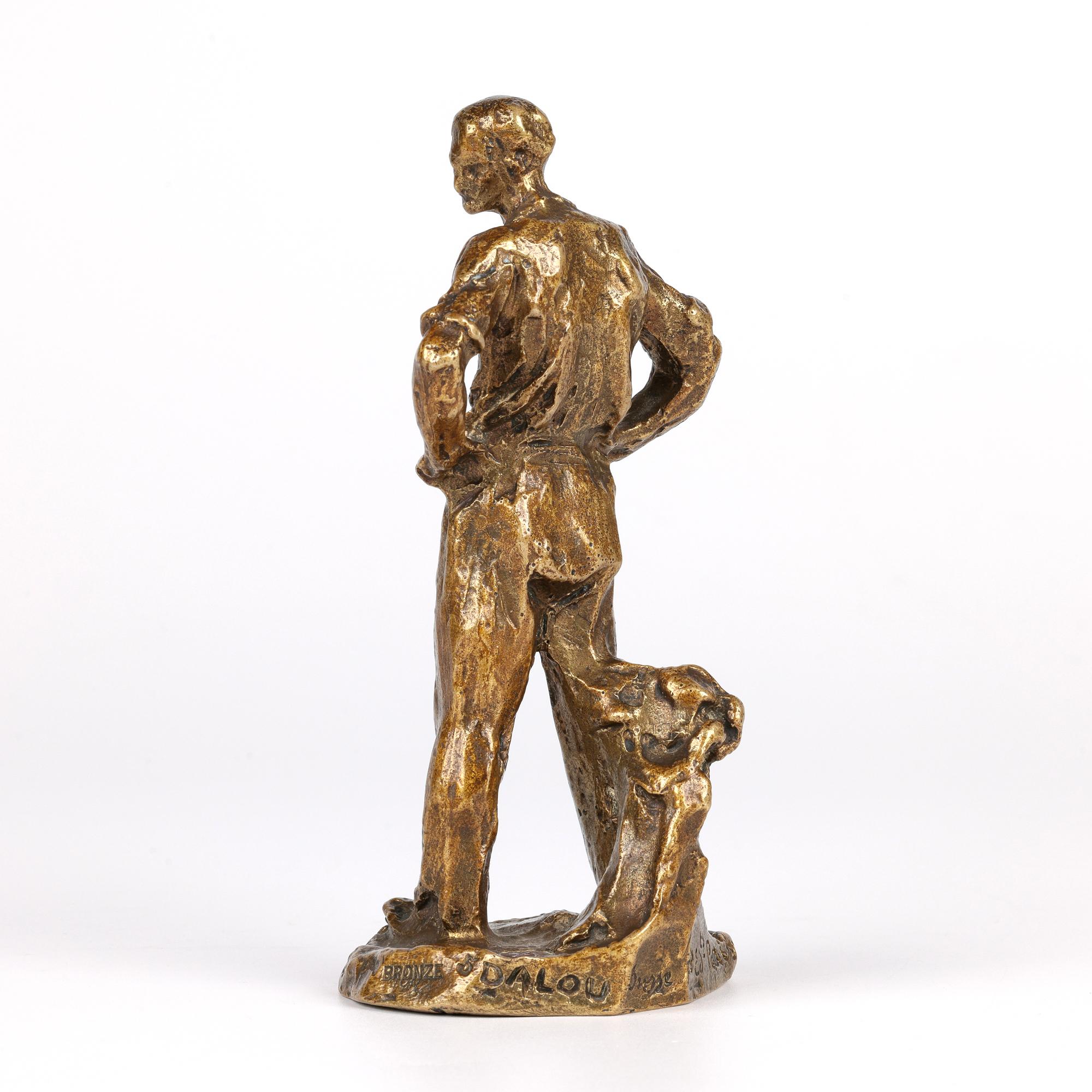 Aime Jules Dalou French Gilt Bronze Figure of a Resting Worker For Sale 12
