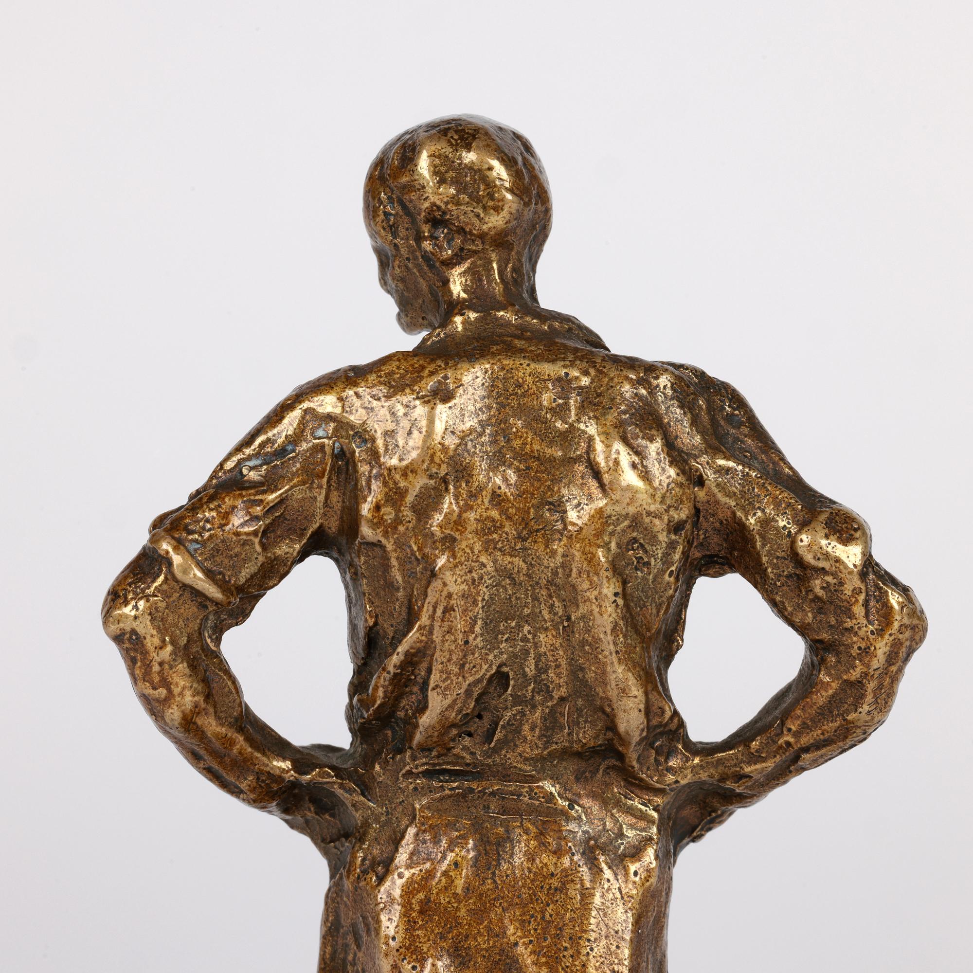 Aime Jules Dalou French Gilt Bronze Figure of a Resting Worker For Sale 13