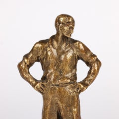 Aime Jules Dalou French Gilt Bronze Figure of a Resting Worker