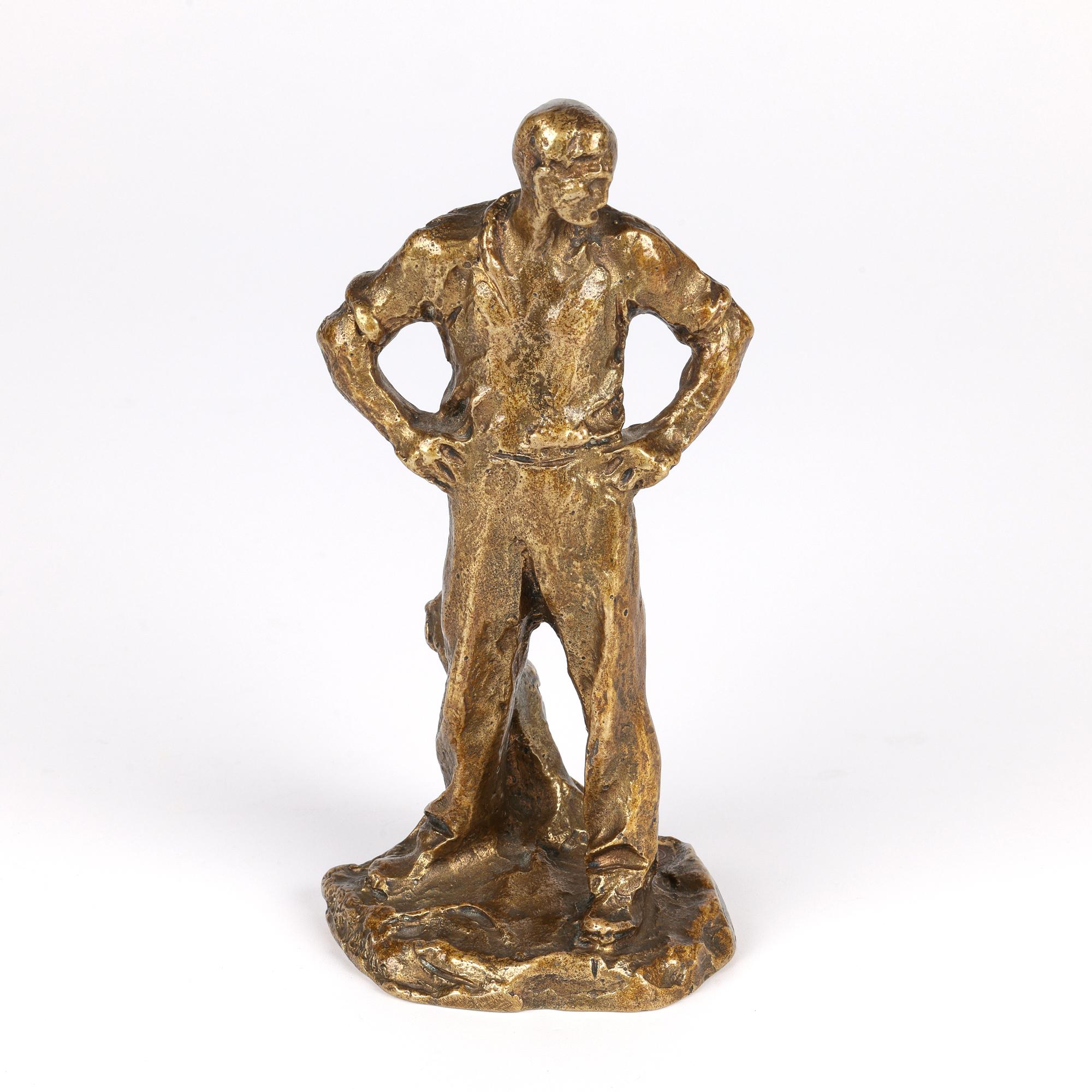 Aime Jules Dalou French Gilt Bronze Figure of a Resting Worker For Sale 15