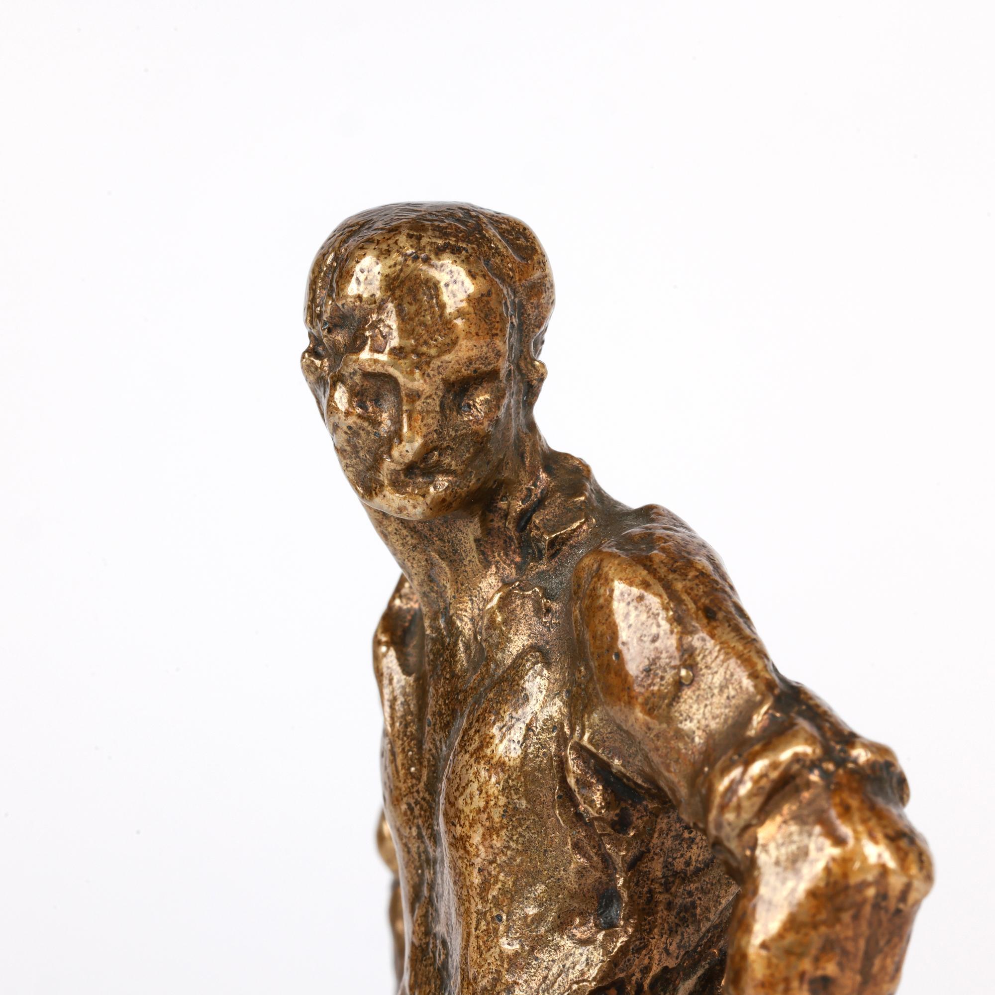Aime Jules Dalou French Gilt Bronze Figure of a Resting Worker In Good Condition For Sale In Bishop's Stortford, Hertfordshire