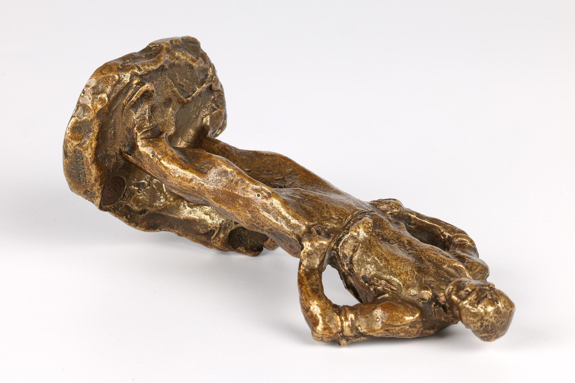 Aime Jules Dalou French Gilt Bronze Figure of a Resting Worker For Sale 1