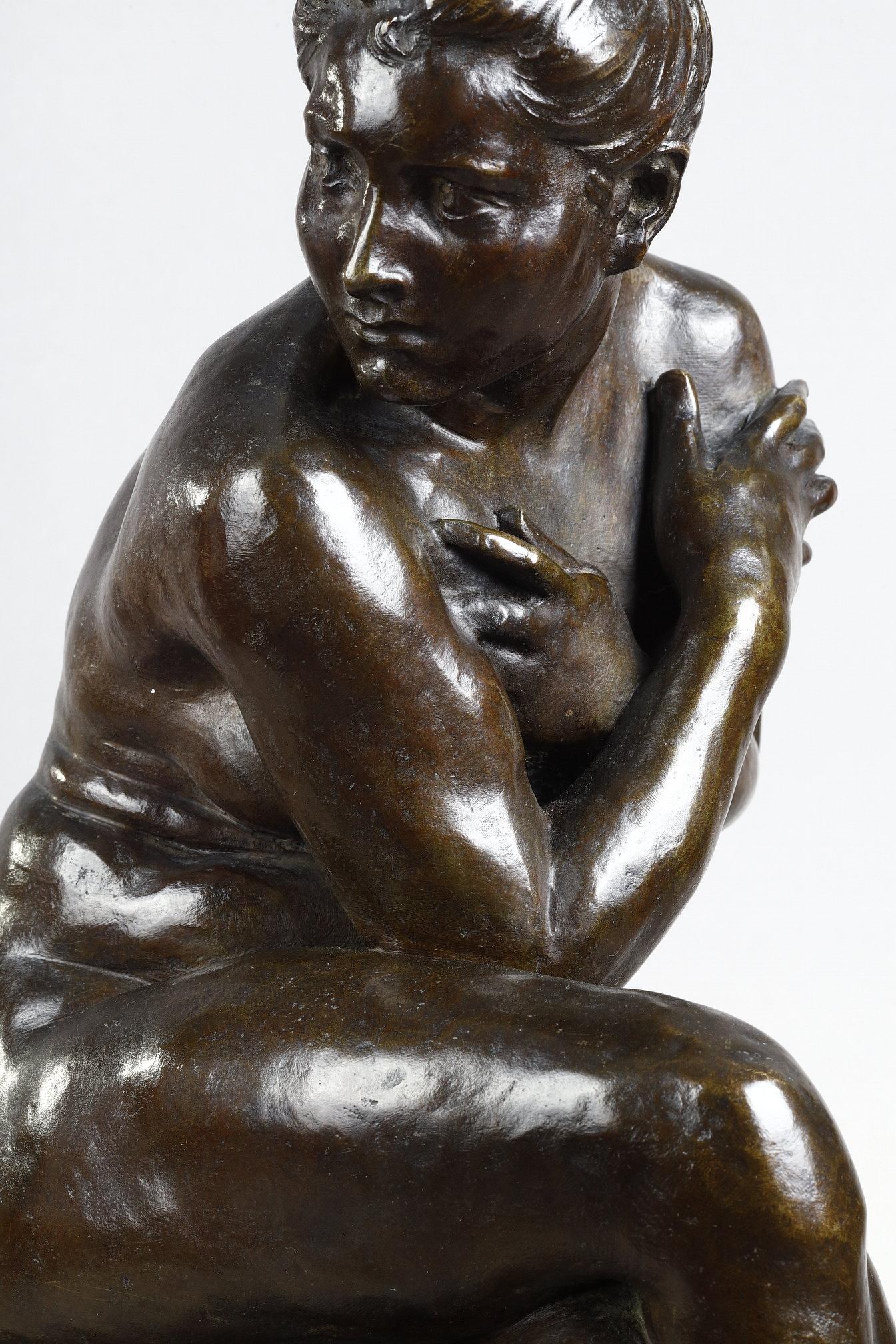 Bathing woman surprised - Sculpture Scuola francese di Aimé-Jules Dalou