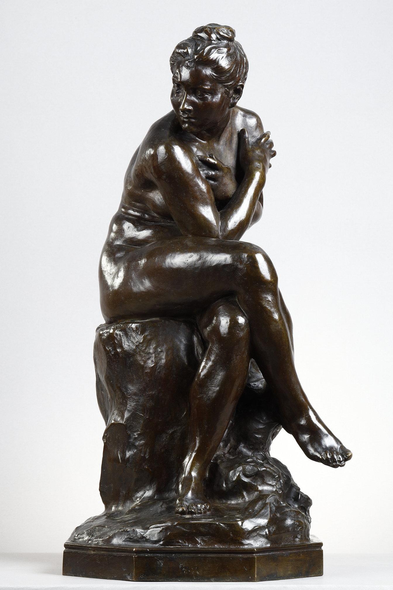 Bathing woman surprised