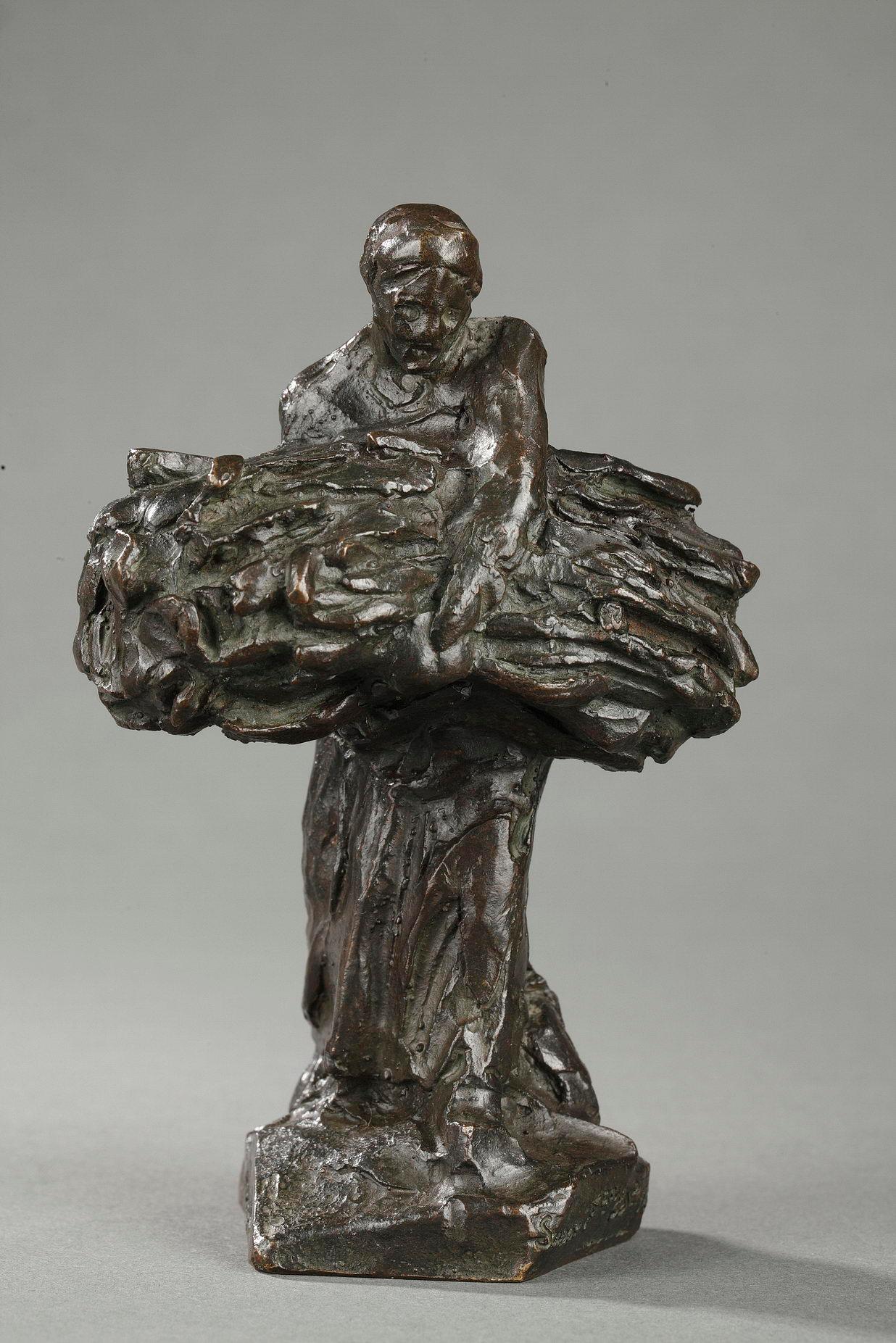 Bearer of wheat sheaves - Sculpture by Aimé-Jules Dalou