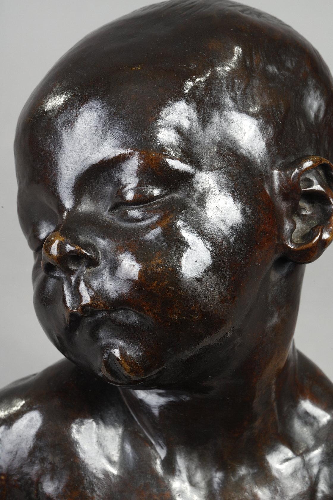 Busto di un bambino che dorme - Sculpture Scuola francese di Aimé-Jules Dalou