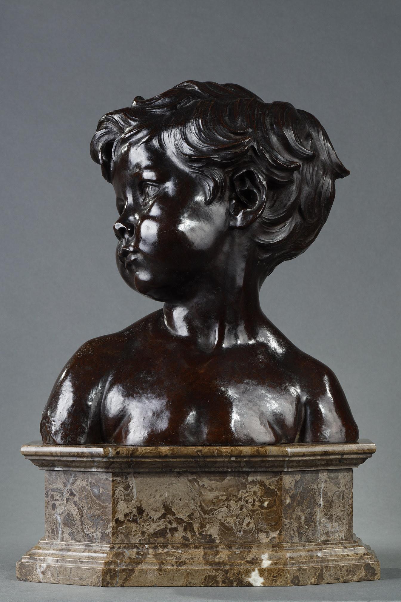 Figurative Sculpture di Aimé-Jules Dalou - Busto di bambino