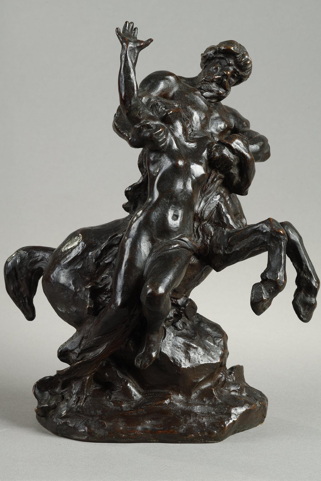 Centauro secuestrando a una mujer - Figurative Sculpture Oro de Aimé-Jules Dalou
