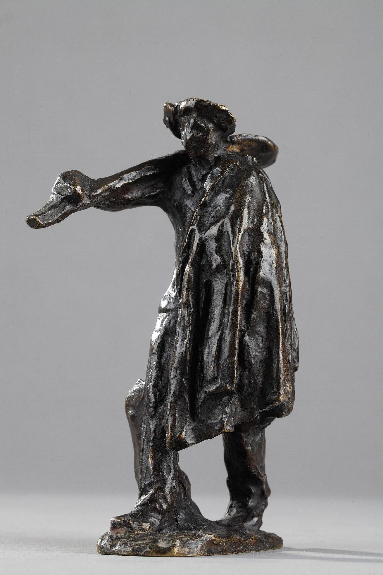 Mann mit Schaufel geht zur Arbeit – Sculpture von Aimé-Jules Dalou