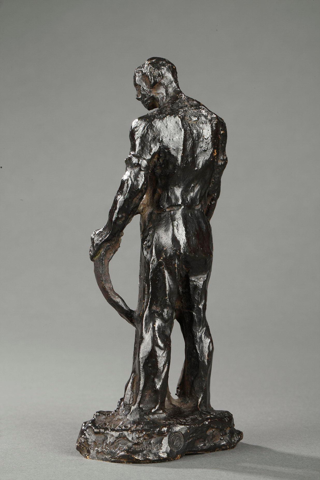 Paver - Gold Figurative Sculpture by Aimé-Jules Dalou