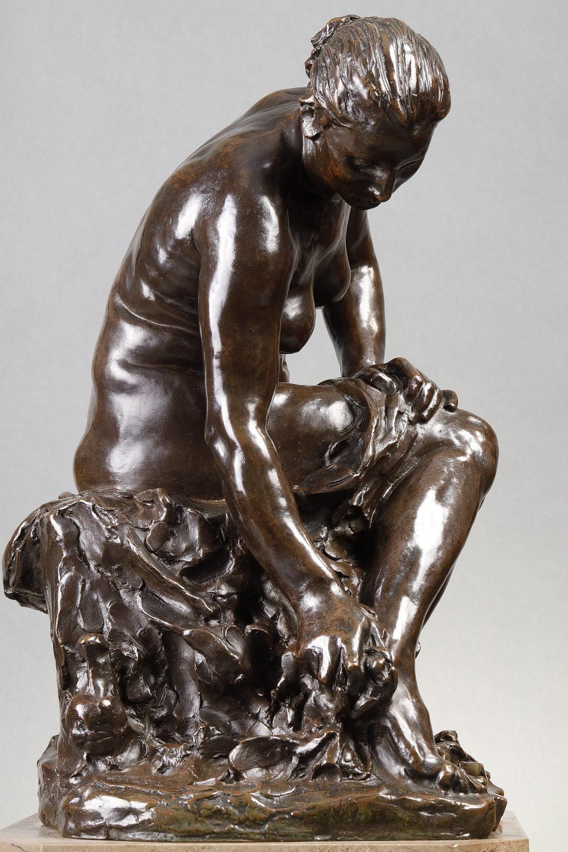 Suzanne - Gold Figurative Sculpture by Aimé-Jules Dalou