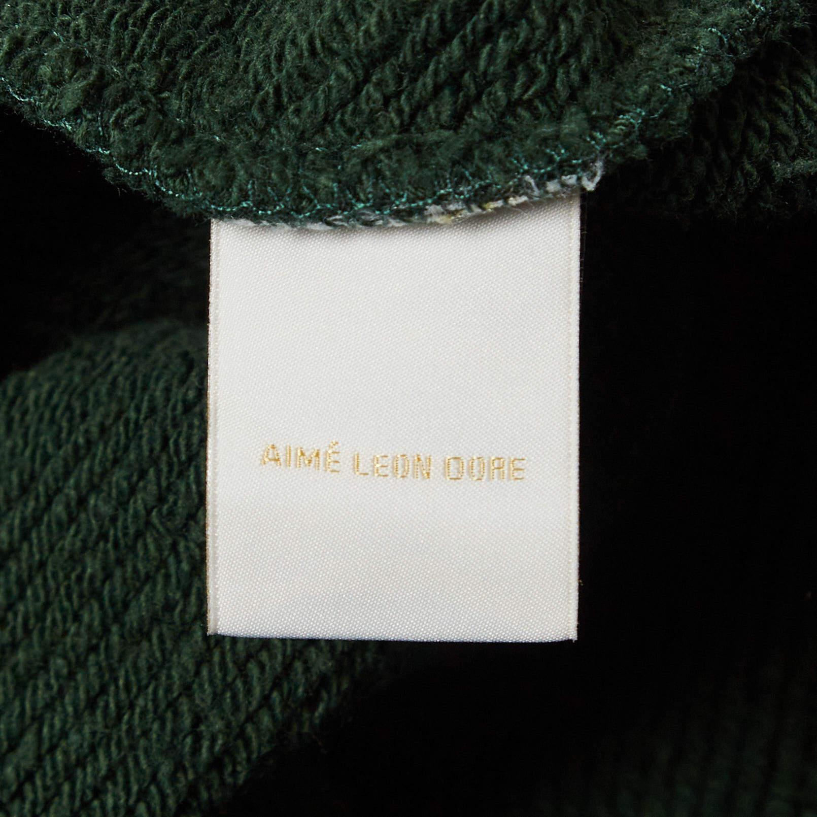 Aime Leon Dore - Sweat-shirt en tricot de coton imprimé vert M Pour hommes en vente