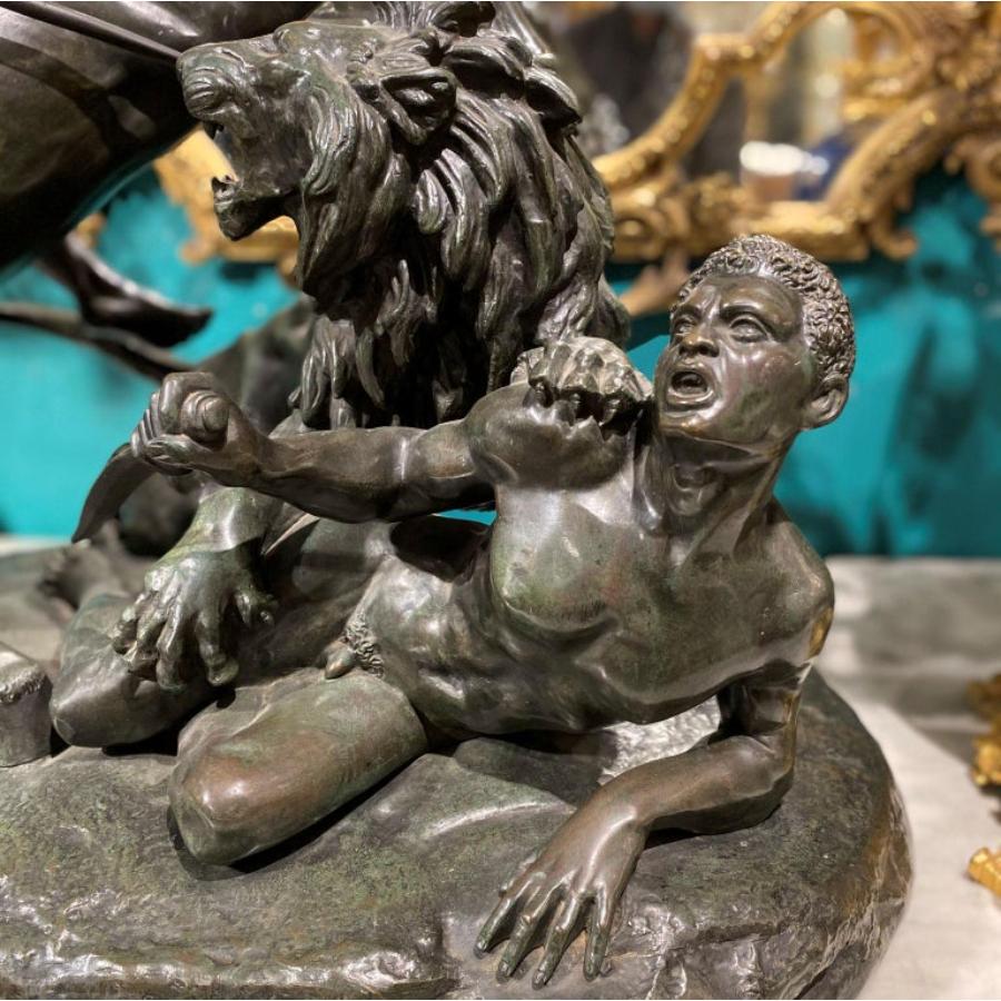 ' La Chasse Au Lion ', Sculpture monumentale en bronze d'après Aime Millet en vente 8