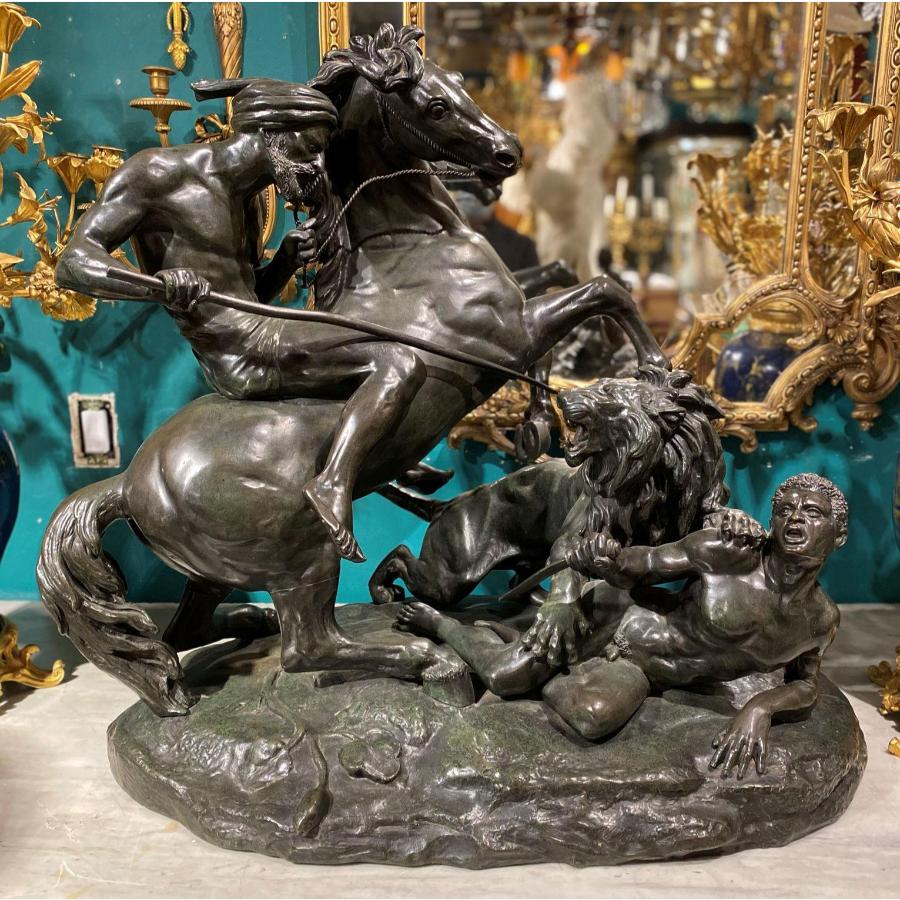 La Chasse Au Lion, The Lion Hunt, Monumental Bronze Sculpture after Aime Millet 8