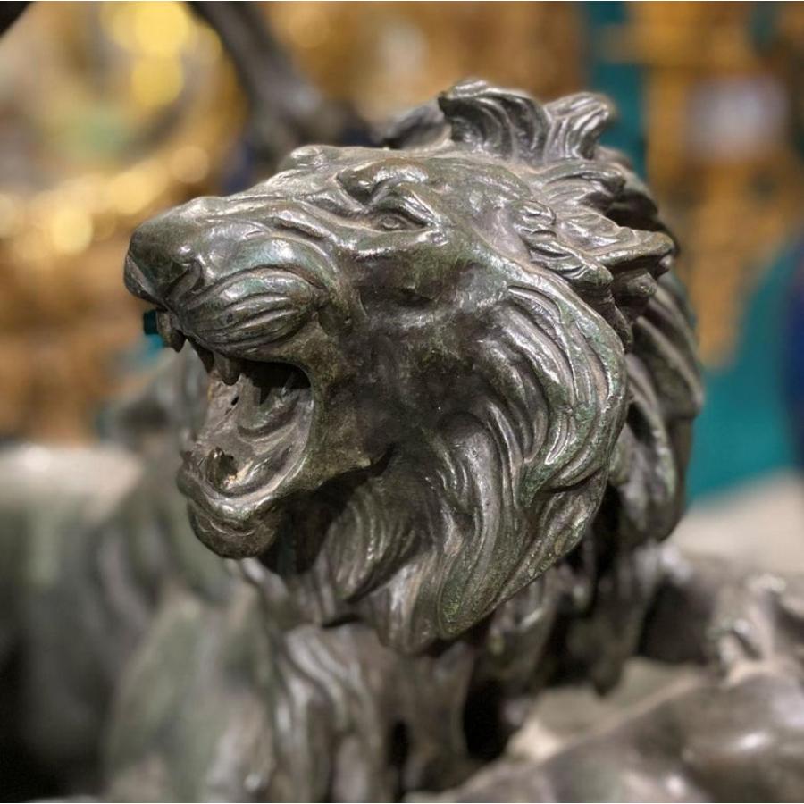 La Chasse Au Lion, Der Löwe auf der Jagd, Monumentale Bronzeskulptur nach Aime Millet im Angebot 5