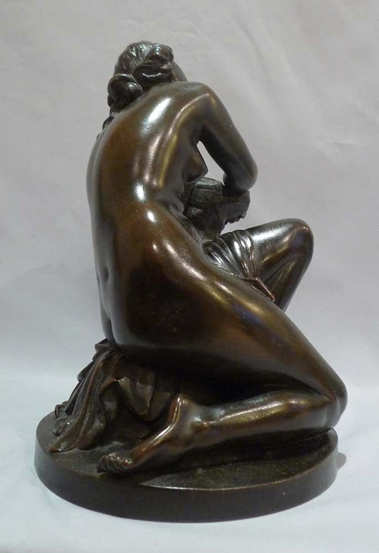 French Aime Millet Bronze Nude of Young Woman 