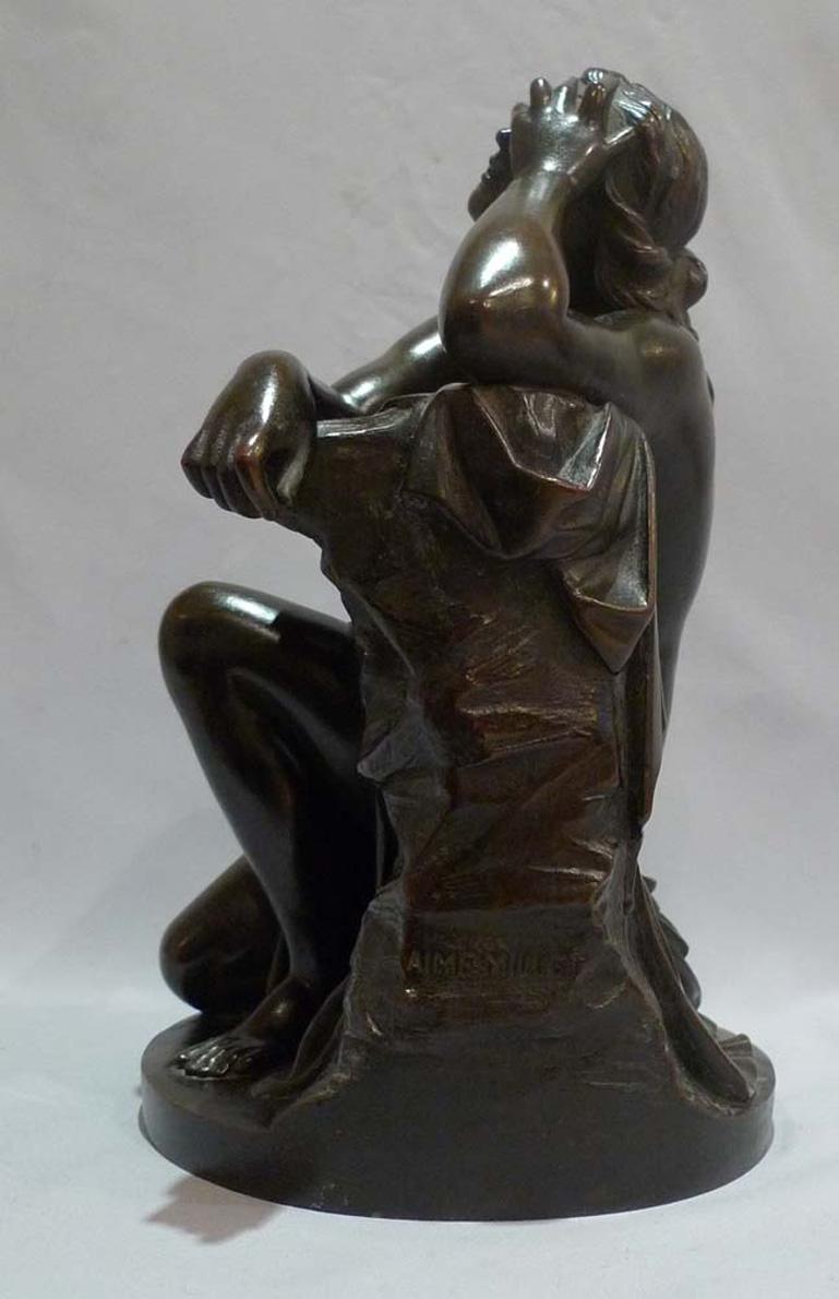 French Aime Millet Bronze Nude of Young Woman 