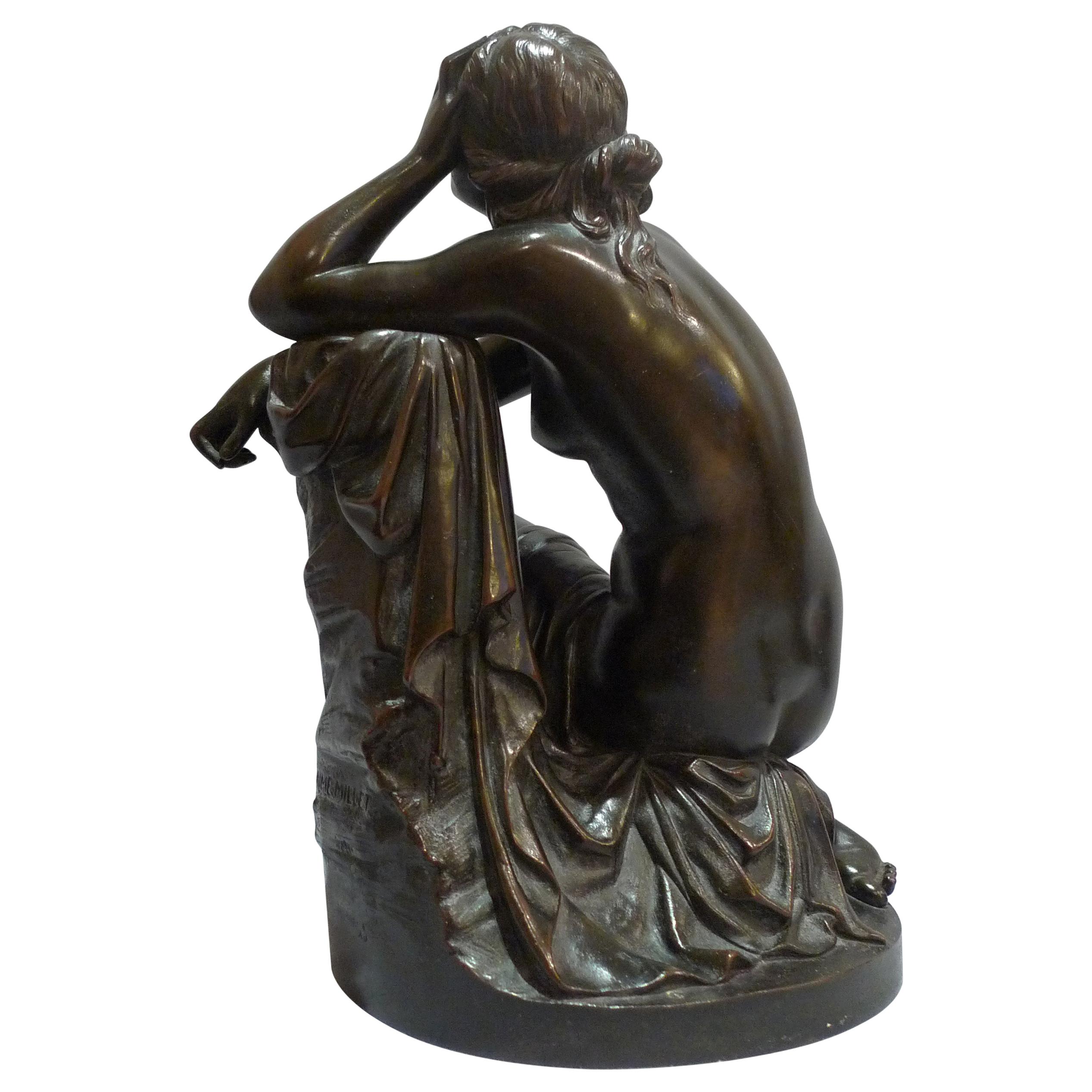 Aime Millet Bronze Nude of Young Woman "The Disconsolate Ariadne"