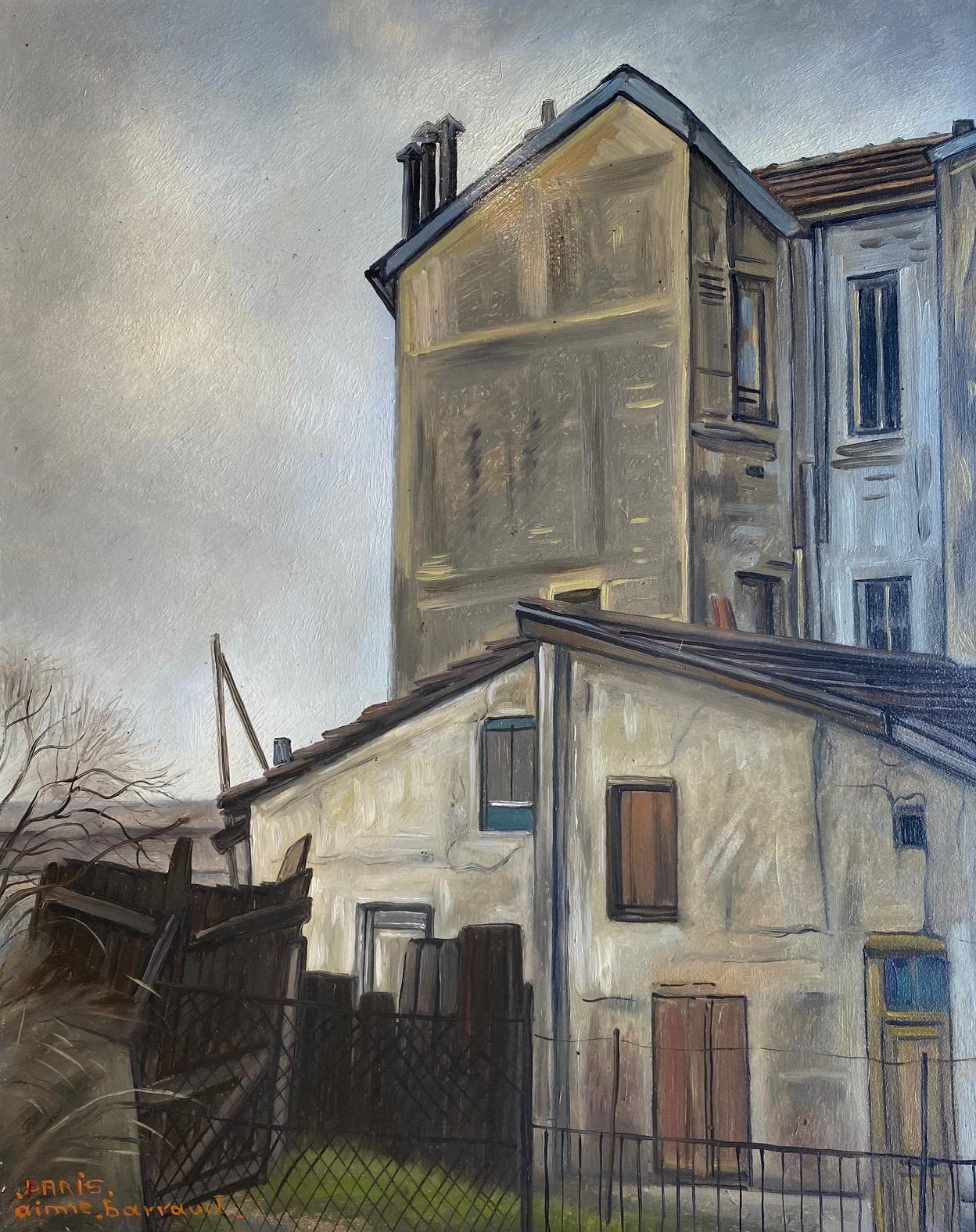 Landscape Painting Aime Victor Barraud - Saint-Ouen par Aimé Barraud - Huile sur papier 33x40 cm