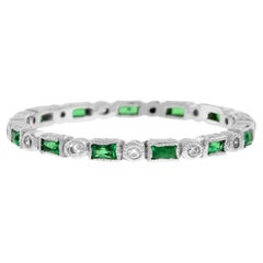Aimée Art Deco Alternate Emerald and Diamond Eternity Band Ring in 14K Gold