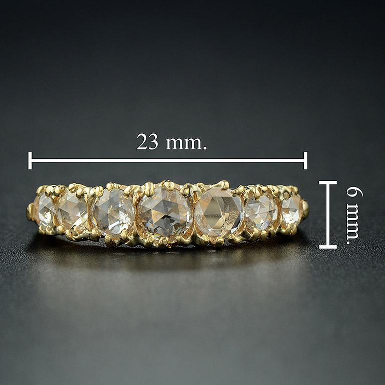 For Sale:  Classic Victorian Style Seven Rose Cut Diamond Ring in 18K Yellow Gold 8