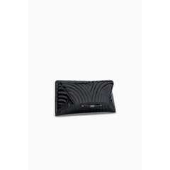 Aimee Clutch Black Custom Quilted Patent Leather with Gunmetal Hardware