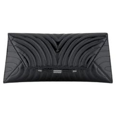 Aimee Clutch Black Custom Quilted Patent Leather with Gunmetal Hardware