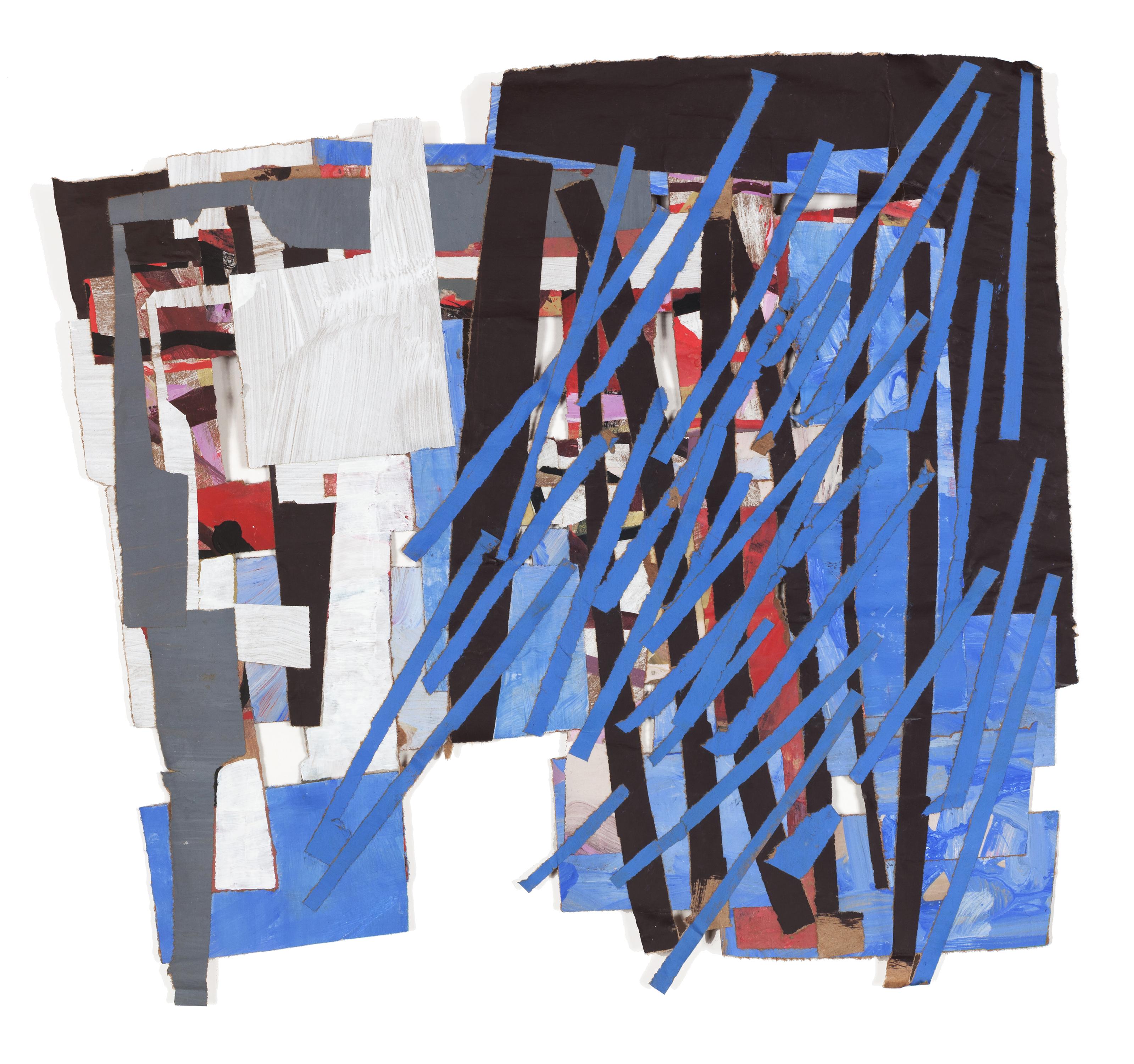 "Bluroon" - Non-Objective Colorful Paper Collage - Diebenkorn - Mixed Media Art by Aimée Farnet Siegel
