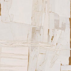 "Dovetailing Between the Dodge" - White Non-Objective Paper Collage - Diebenkorn