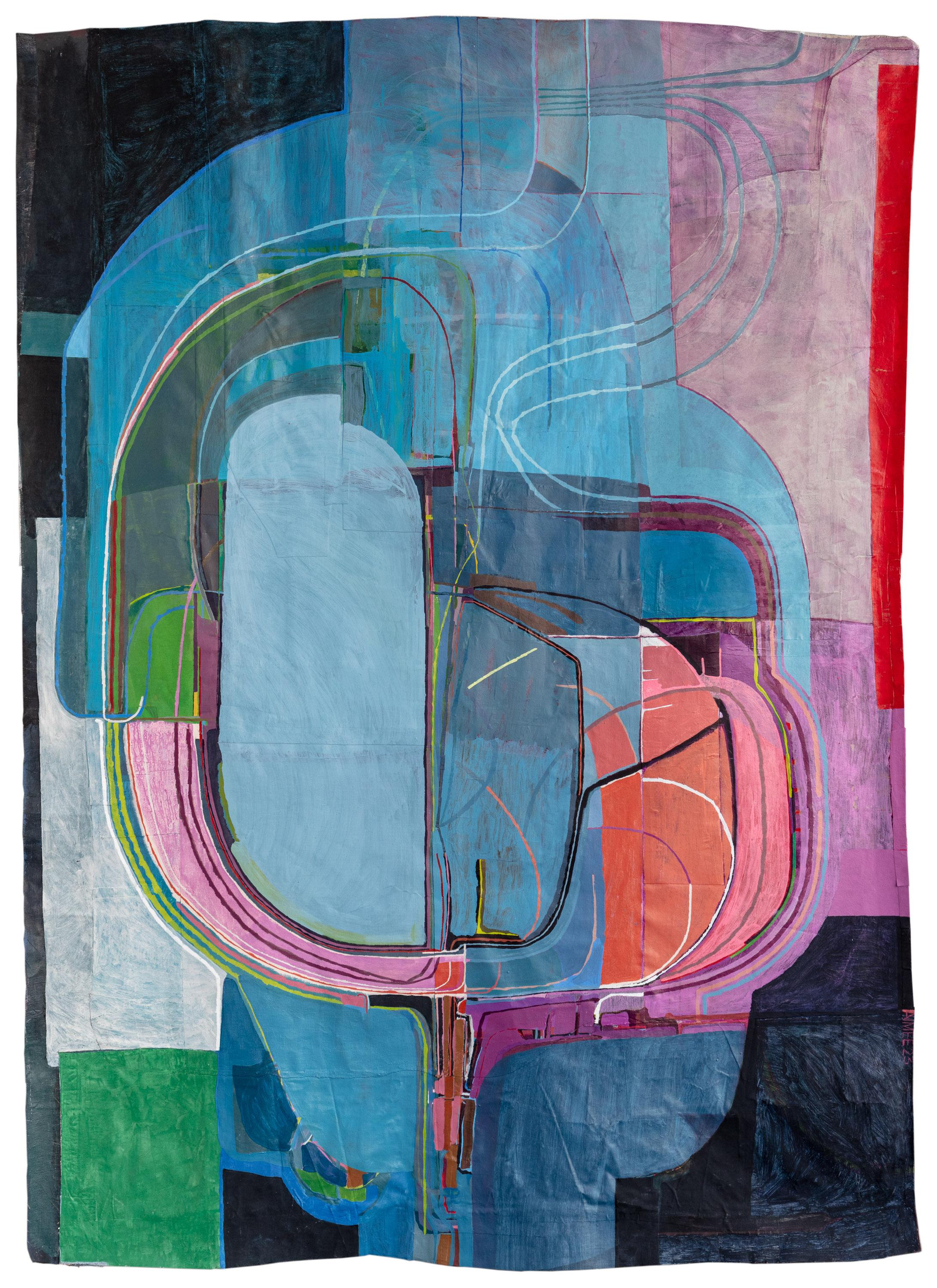 "Péndulo" -- Pintura abstracta de Aimée Farnet Siegel sobre lienzo, 2023