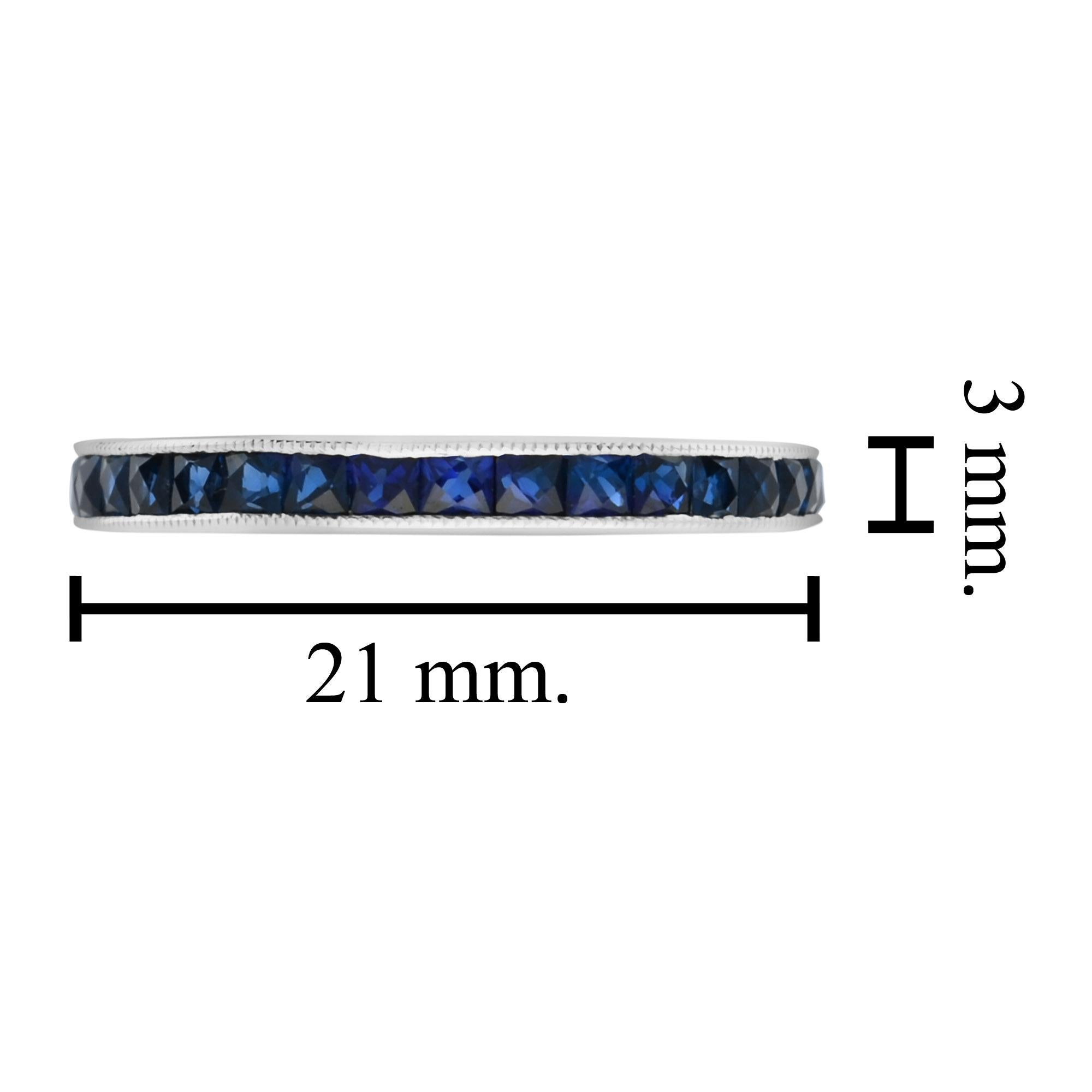 For Sale:  French Cut Sapphire Channel Setting Half Eternity Band in 18K White Gold 7