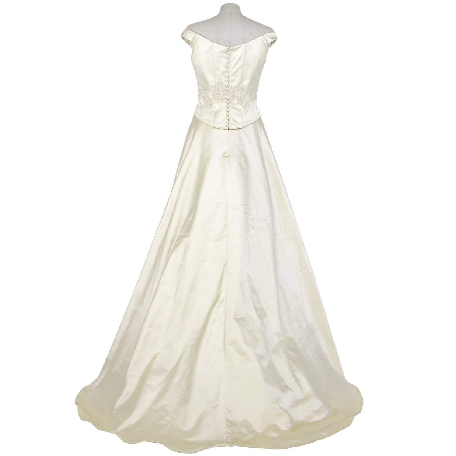 Zweiteiliges elfenbeinweißes Vintage-Hochzeitskleid von Aimée, 2000er Jahre (Weiß)