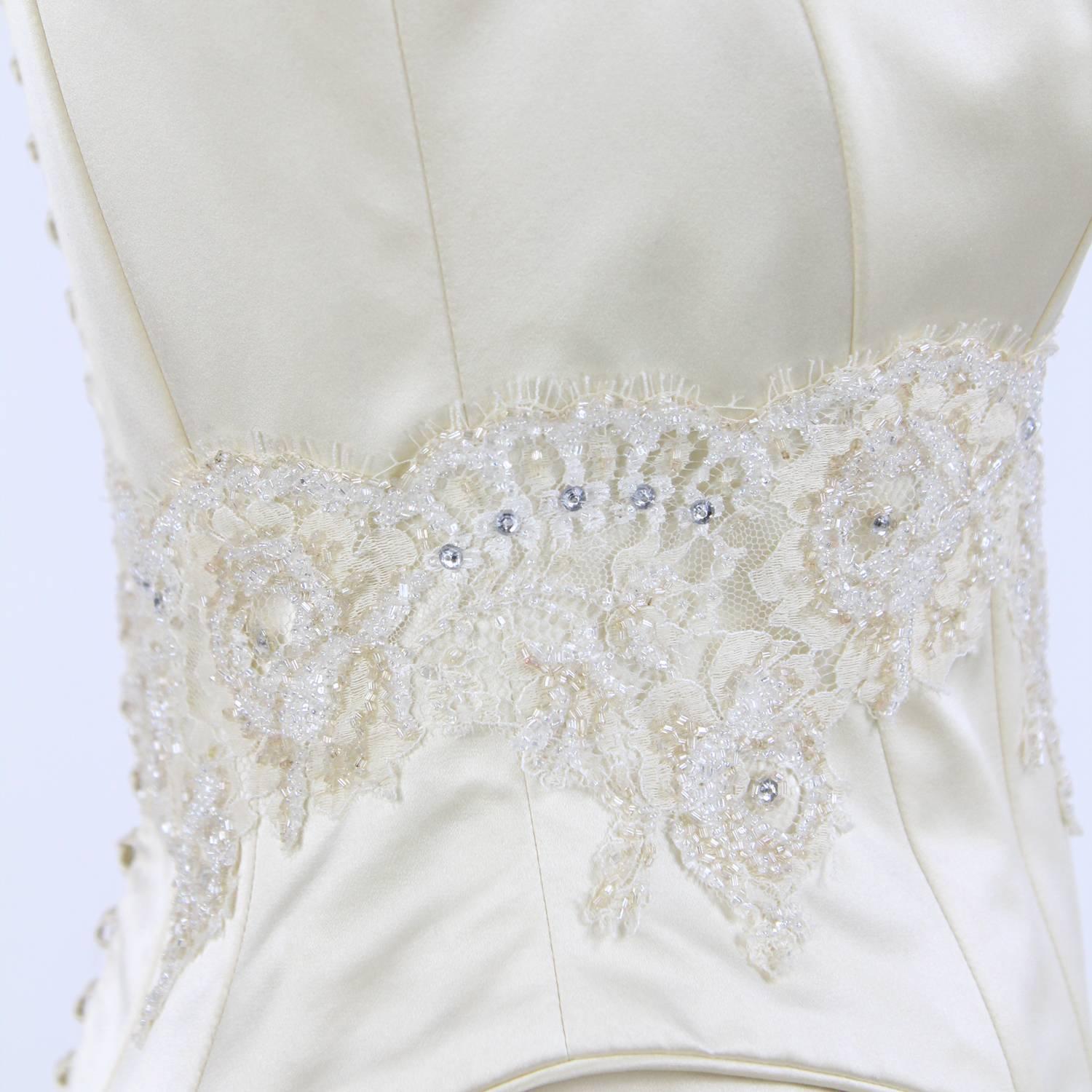 Zweiteiliges elfenbeinweißes Vintage-Hochzeitskleid von Aimée, 2000er Jahre Damen