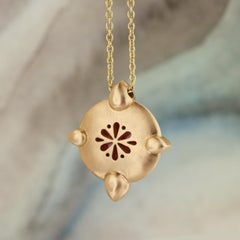 Aimee Kennedy, 5 Carat Rustic Ruby and Sapphire Halo Pendant