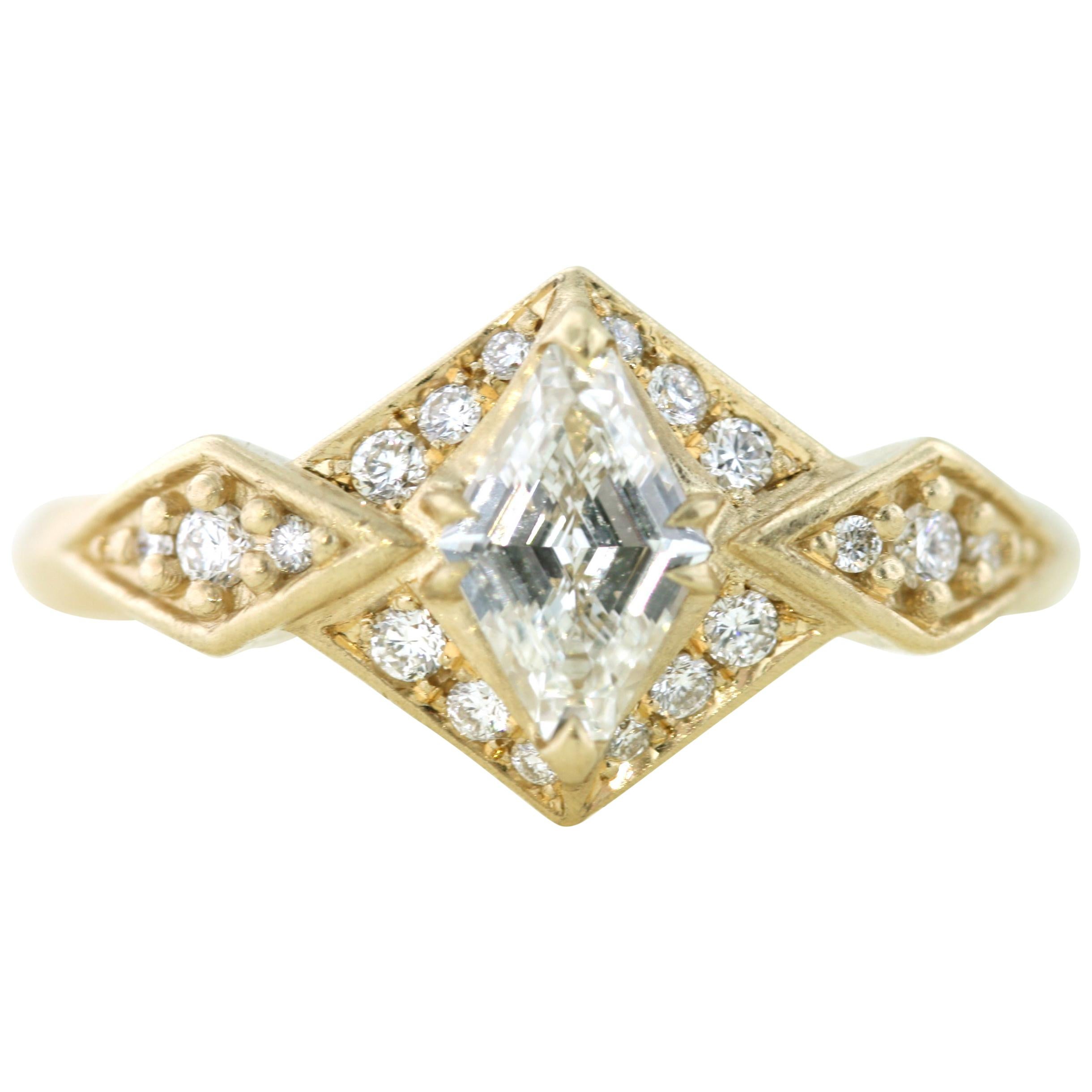 Aimee Kennedy .53 Carat Canadian Diamond Hexagon Halo Ring For Sale